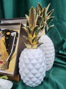 ANANAS DEKORACYJNY BIAŁO-ZŁOTY 23X9X9CM