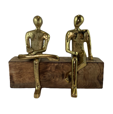 FIGURKA PARA PRZYJACIELE DREWNO ZŁOTO 14CM PREZENT