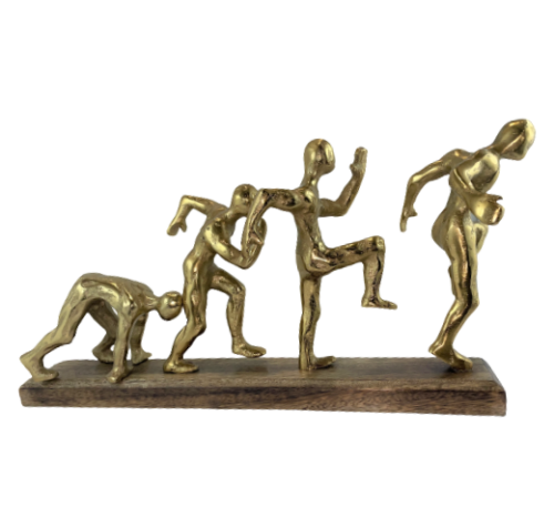 FIGURKA SPORTOWCA BIEGACZA ZŁOTO DREWNO