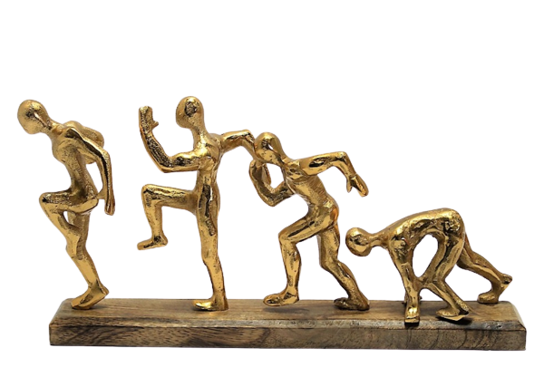 FIGURKA SPORTOWCA BIEGACZA ZŁOTO DREWNO
