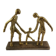 FIGURKA STOJĄCA RODZINA ZŁOTO DREWNO 21,5CM