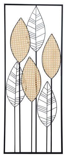 DEKORACJA ŚCIENNA LIŚCIE W RAMIE METALOWE 40X100CM