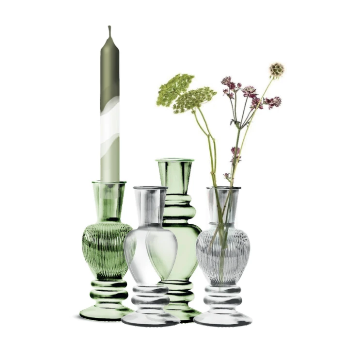 WAZON ŚWIECZNIK VENICE H15,5 CM SOFT GREEN mix WZORÓW