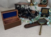 PUDEŁKO Z PALISANDRU  Z TABLICZKĄ MOSIEŻNĄ "CAPTAIN CAB"