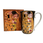 KUBEK Z ŁYŻECZKĄ KLIMT POCAŁUNEK CZARNY 400ML