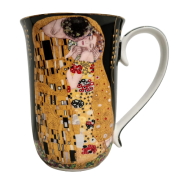 KUBEK Z ŁYŻECZKĄ KLIMT POCAŁUNEK CZARNY 400ML