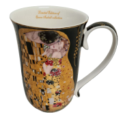 KUBEK Z ŁYŻECZKĄ KLIMT POCAŁUNEK CZARNY 400ML