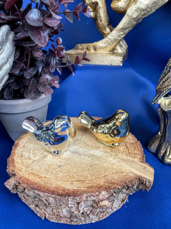 DEKORACYJNY PTAK CERAMICZNY 6,5 CM - 2 KOLORY DO WYBORU