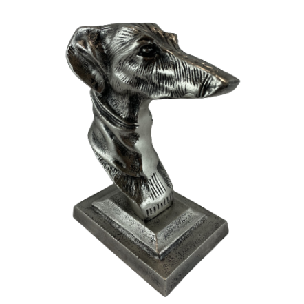 FIGURKA GŁOWA PSA PIES SREBRNY 21,5 CM