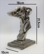 FIGURKA GŁOWA PSA PIES SREBRNY 21,5 CM