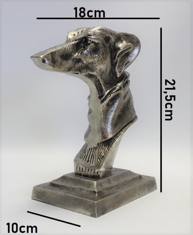 FIGURKA GŁOWA PSA PIES SREBRNY 21,5 CM