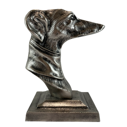 FIGURKA GŁOWA PSA PIES SREBRNY 21,5 CM