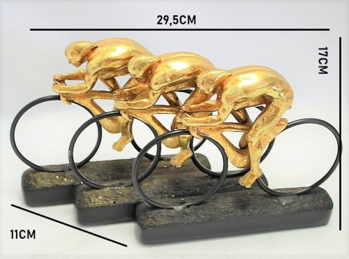 FIGURKA KOLARZE ROWERZYŚCI ZŁOTO CZERŃ 17CM