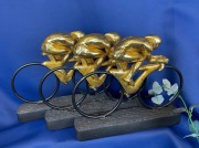FIGURKA KOLARZE ROWERZYŚCI ZŁOTO CZERŃ 17CM