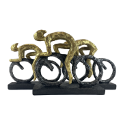 FIGURKA KOLARZE ROWERZYŚCI ZŁOTO CZERŃ 17CM