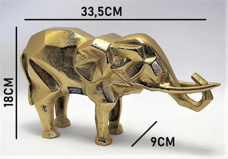 FIGURKA SŁOŃ GEOMETRYCZNY ZŁOTY 18CM