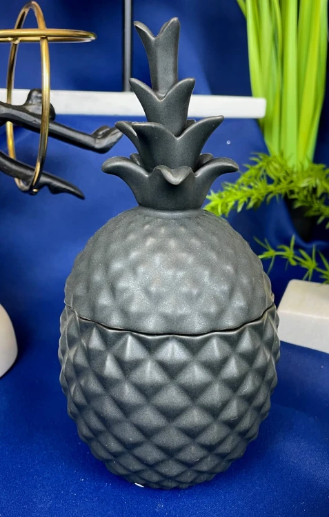 ANANAS DEKORACYJNY Z POKRYWKĄ CZARNY MAT