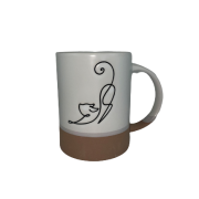 KUBEK CERAMICZNY BIAŁO - BEŻOWY Z KOTEM
