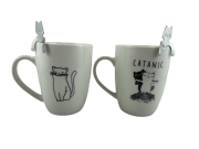 PORCELANOWY KUBEK Z METALOWĄ ŁYŻECZKĄ