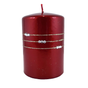ŚWIECA KOLIA METALIK WALEC BORDO H10CM