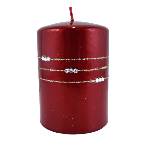 ŚWIECA KOLIA METALIK WALEC BORDO H10CM