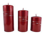 ŚWIECA KOLIA METALIK WALEC BORDO H10CM