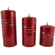 ŚWIECA KOLIA METALIK WALEC BORDO H14CM
