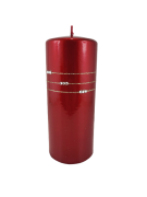 ŚWIECA KOLIA METALIK WALEC BORDO H17,5CM