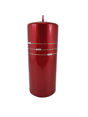 ŚWIECA KOLIA METALIK WALEC BORDO H17,5CM