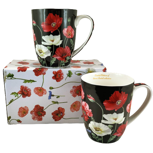 ZESTAW 2XKUBEK PORCELANOWY CZARNY MAKI 400 ML W PUDEŁKU