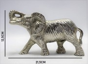 FIGURKA SŁOŃ METALOWY SREBRNY 12,5CM