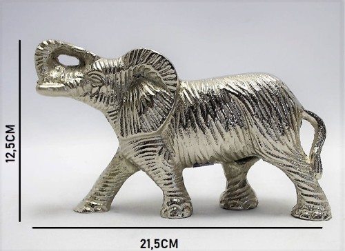 FIGURKA SŁOŃ METALOWY SREBRNY 12,5CM
