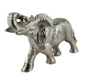 FIGURKA SŁOŃ METALOWY SREBRNY 12,5CM