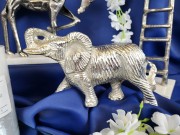 FIGURKA SŁOŃ METALOWY SREBRNY 12,5CM