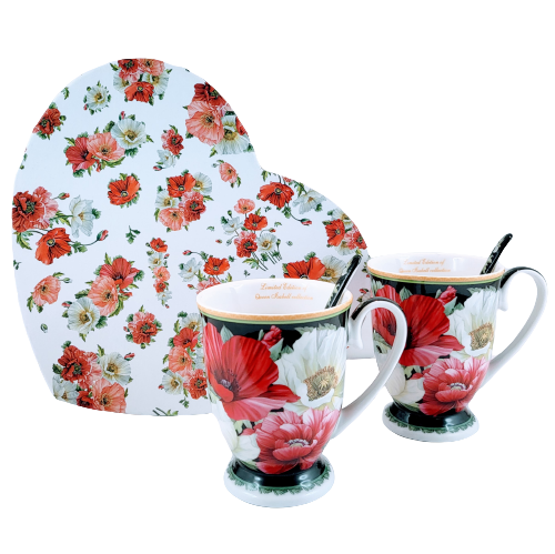 KOMPLET 2 KUBKÓW Z ŁYŻECZKAMI W SERCU MAKI 280 ML