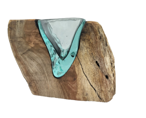 WAZON NATURALNY KORZEŃ DREWNO SZKŁO 14CM