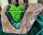WAZON NATURALNY KORZEŃ DREWNO SZKŁO 14CM