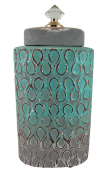 POJEMNIK DEKORACYJNY 35CM CERAMICZNY TURKUSOWY