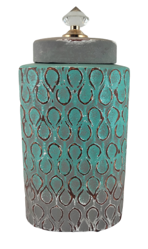 POJEMNIK DEKORACYJNY 35CM CERAMICZNY TURKUSOWY