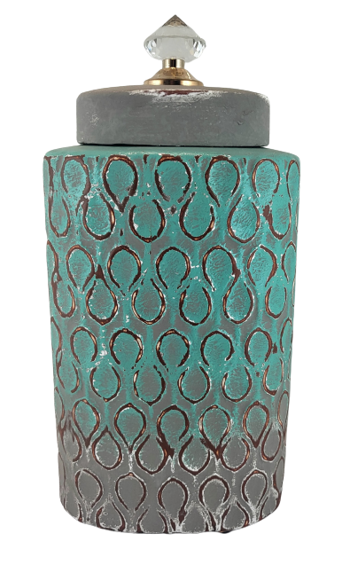 POJEMNIK DEKORACYJNY 35CM CERAMICZNY TURKUSOWY