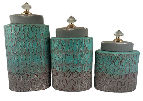 POJEMNIK DEKORACYJNY 35CM CERAMICZNY TURKUSOWY