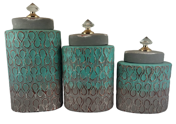 POJEMNIK DEKORACYJNY 35CM CERAMICZNY TURKUSOWY