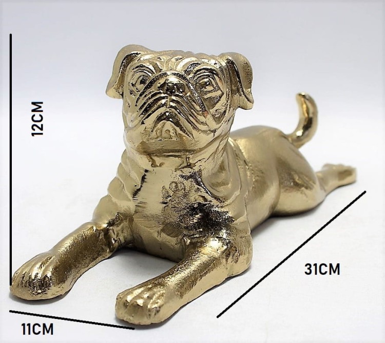 FIGURKA PIES MOPS ZŁOTY METALOWY