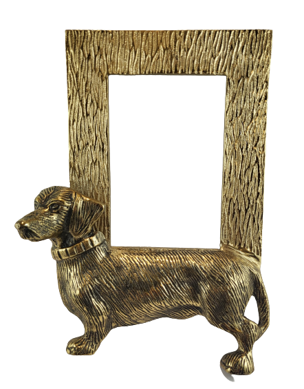ZŁOTA METALOWA RAMKA NA ZDJĘCIA  21X27CM Z PSEM
