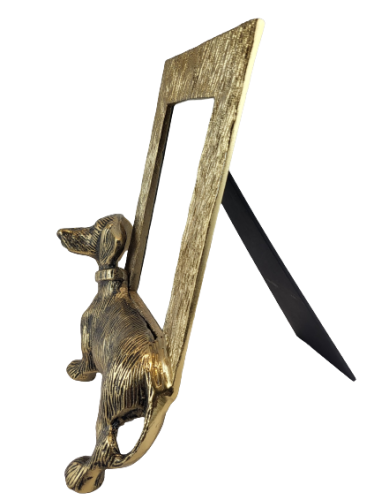 ZŁOTA METALOWA RAMKA NA ZDJĘCIA  21X27CM Z PSEM
