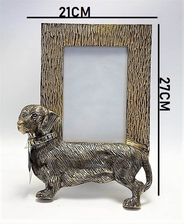 ZŁOTA METALOWA RAMKA NA ZDJĘCIA  21X27CM Z PSEM