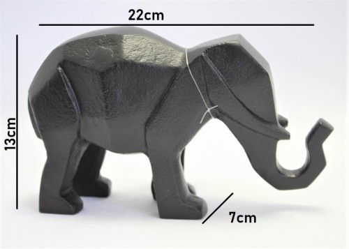 FIGURKA SŁOŃ GEOMETRYCZNY CZARNY METALOWY 13CM