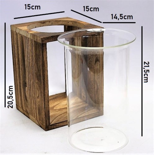 WAZON DREWNO SZKŁO 20,5CM