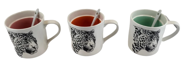 KUBEK Z ŁYŻECZKĄ  PANTERA MIX KOLORÓW 300ML
