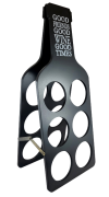 DREWNIANY CZARNY STOJAK NA WINO 6 MIEJSC
